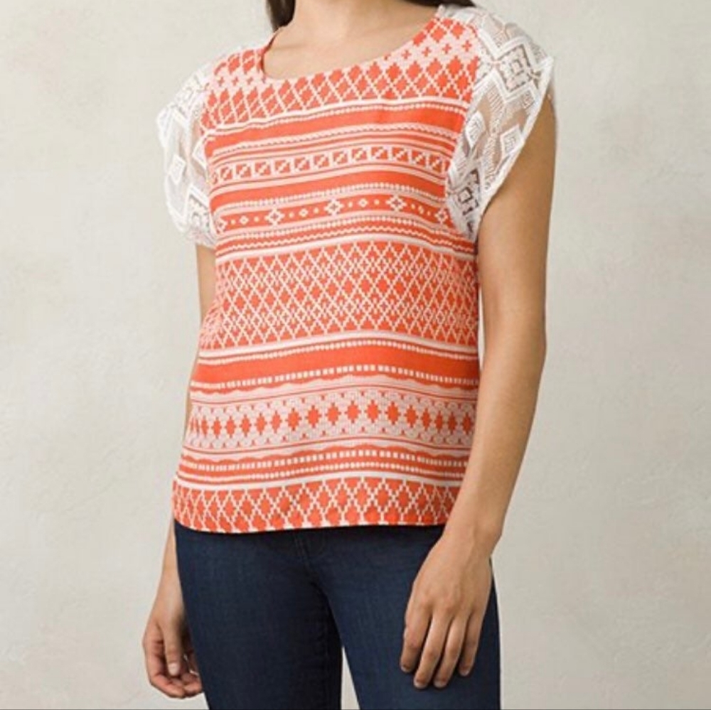 PRANA Illiana Lace sleeve Top S